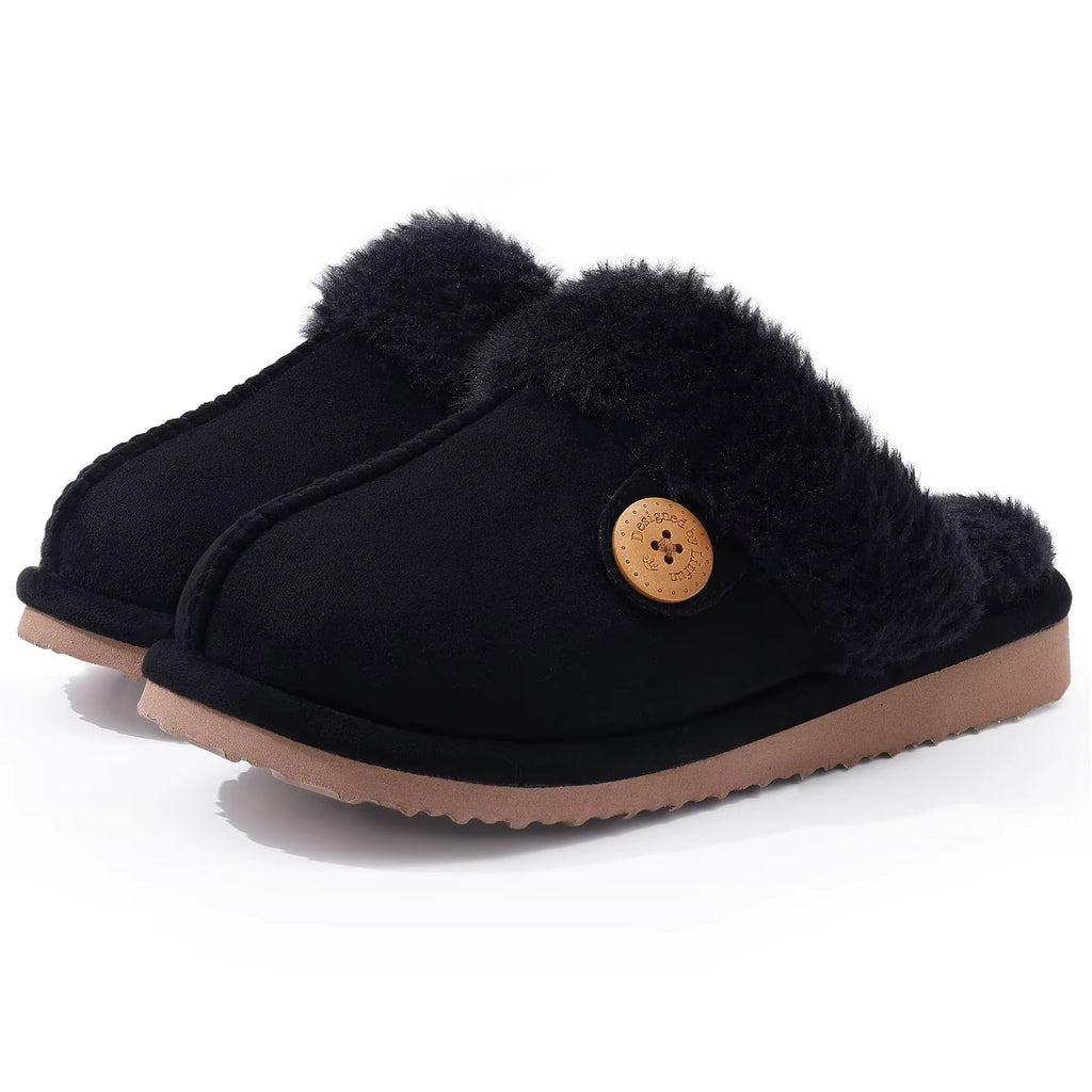 Women Fur Plush Slippers Indoor Warm Plush Home Cotton Shoes Winter Outdoor Plush Closed Rubber Home Shoes for Women