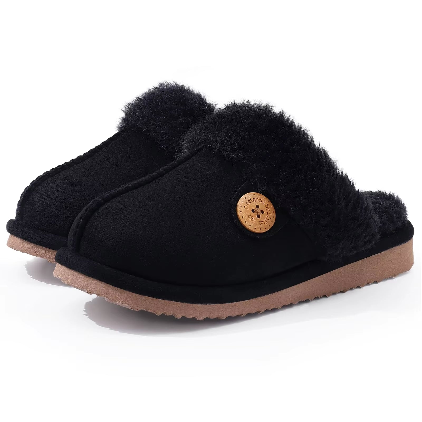 Women Fur Plush Slippers Indoor Warm Plush Home Cotton Shoes Winter Outdoor Plush Closed Rubber Home Shoes for Women