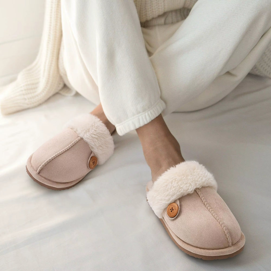 Women Fur Plush Slippers Indoor Warm Plush Home Cotton Shoes Winter Outdoor Plush Closed Rubber Home Shoes for Women