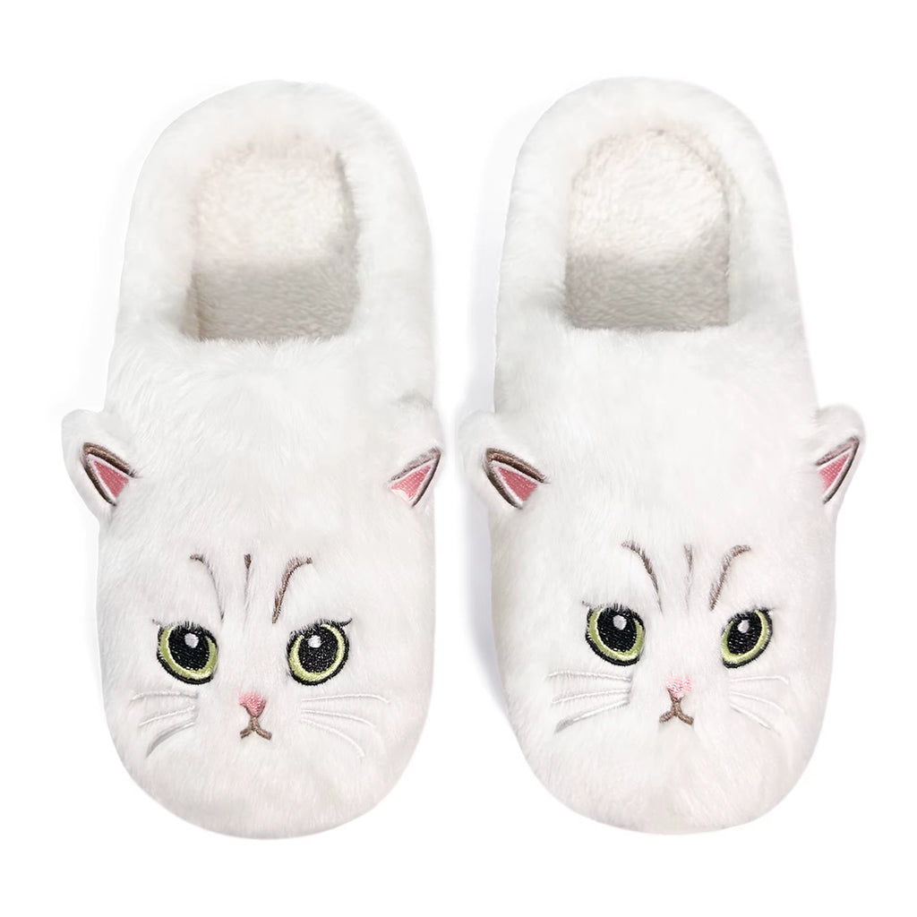 Novelty Plush Home Slippers, Cute Cat-Shaped Design, Casual Wear Gifts for Family Members Couples Cat Lovers Ladies