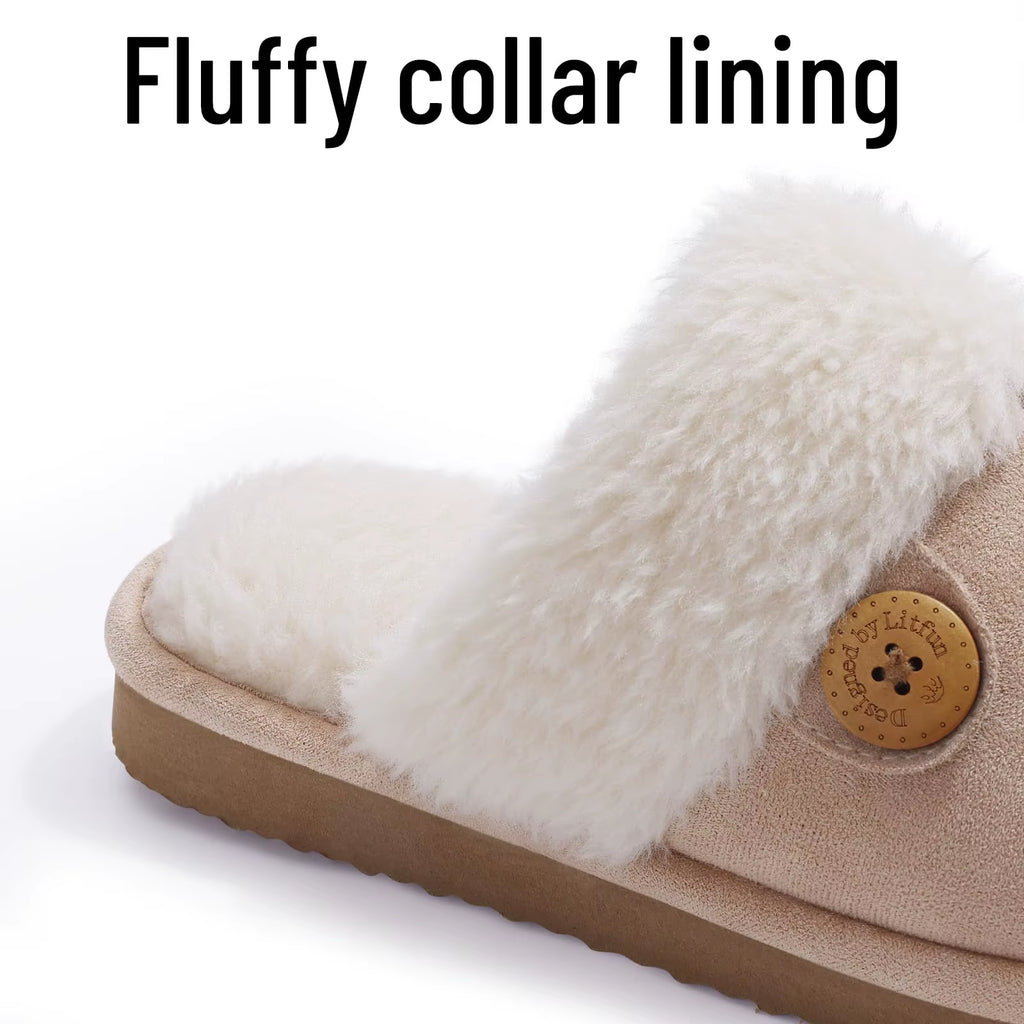 Women Fur Plush Slippers Indoor Warm Plush Home Cotton Shoes Winter Outdoor Plush Closed Rubber Home Shoes for Women