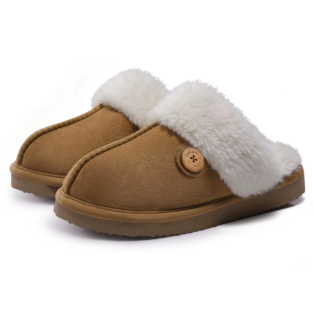 Women Fur Plush Slippers Indoor Warm Plush Home Cotton Shoes Winter Outdoor Plush Closed Rubber Home Shoes for Women