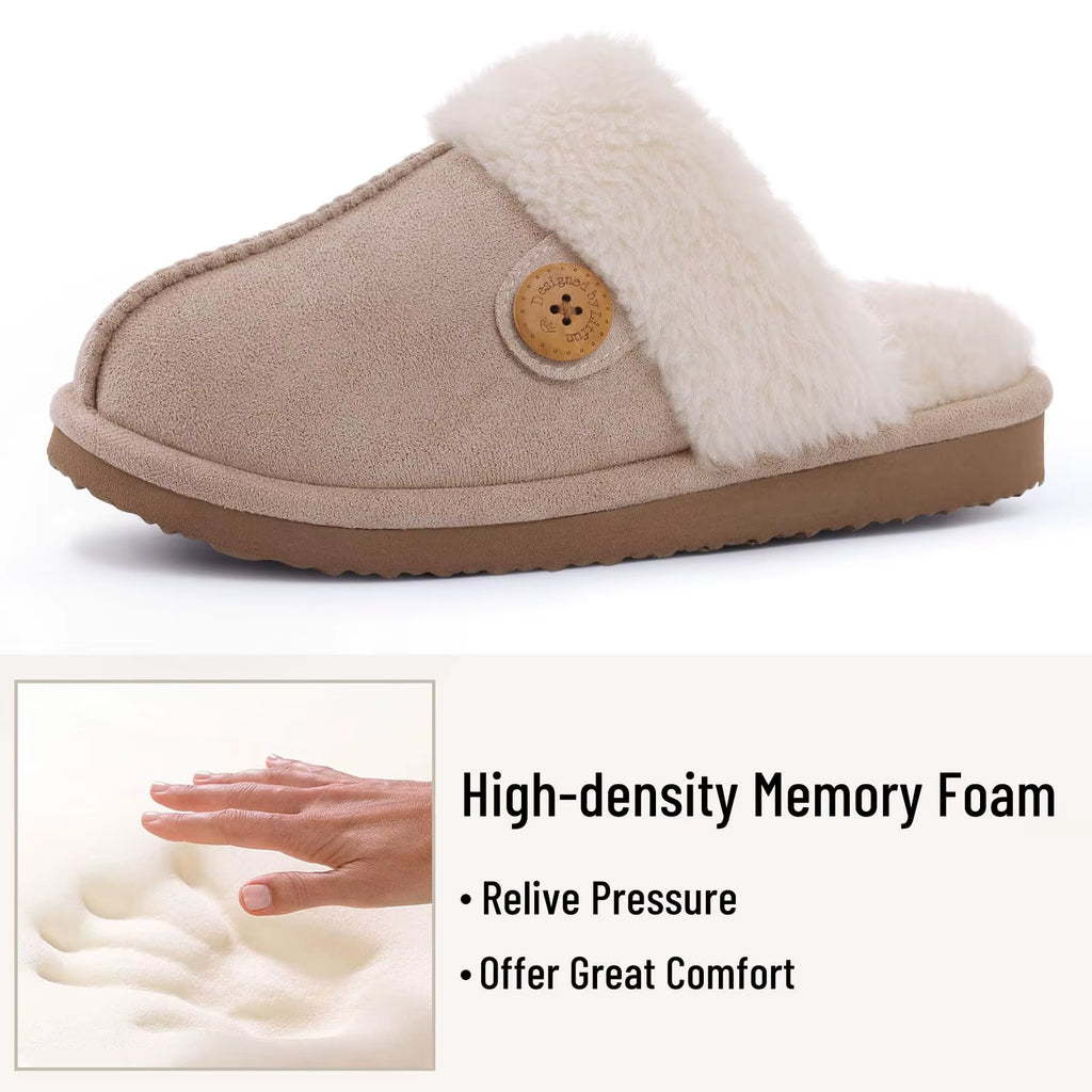 Women Fur Plush Slippers Indoor Warm Plush Home Cotton Shoes Winter Outdoor Plush Closed Rubber Home Shoes for Women