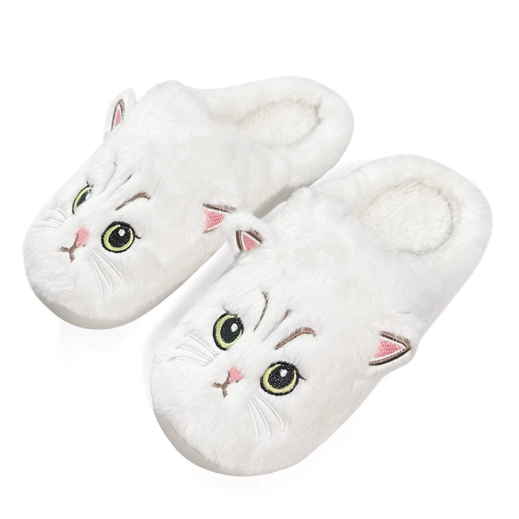 Novelty Plush Home Slippers, Cute Cat-Shaped Design, Casual Wear Gifts for Family Members Couples Cat Lovers Ladies