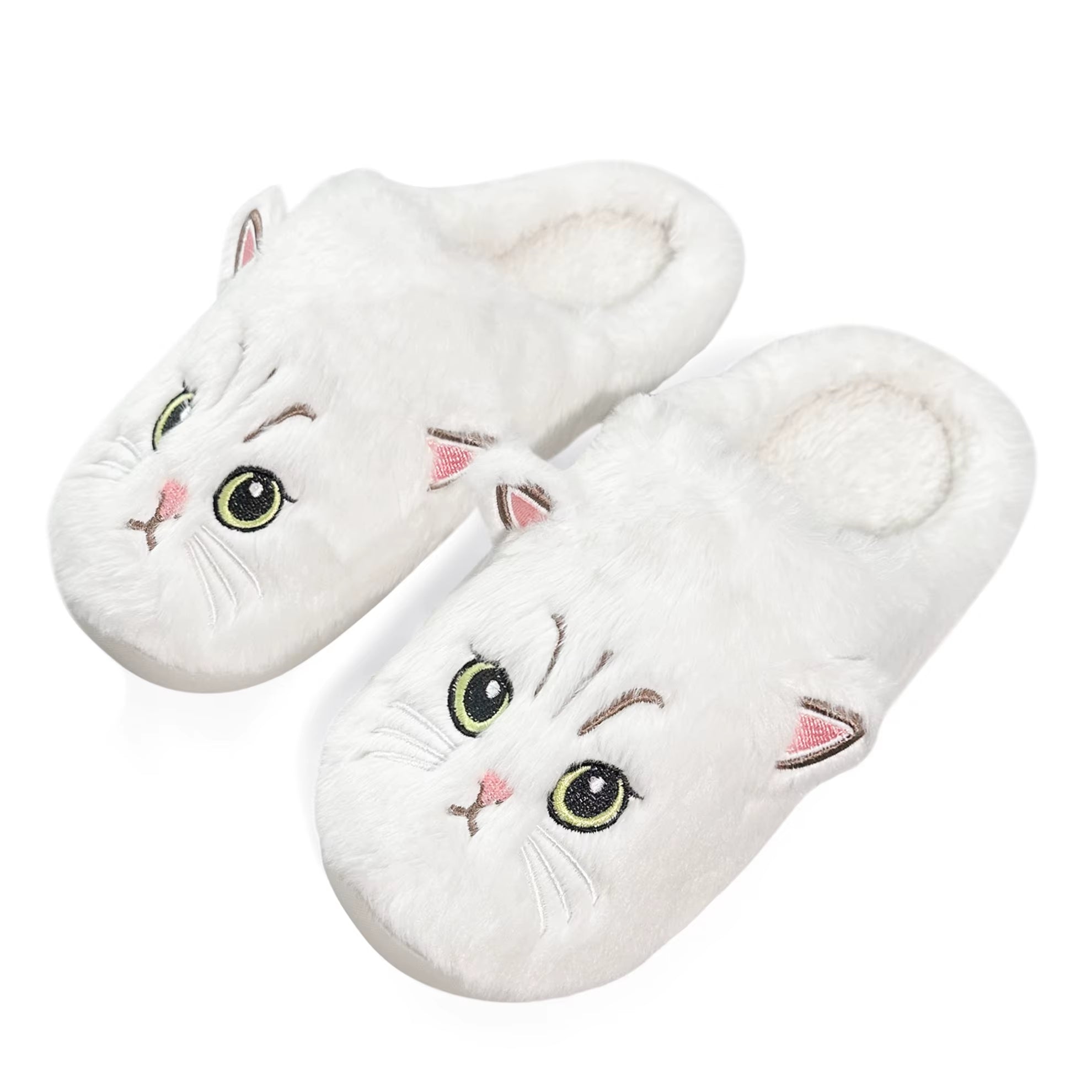 Novelty Plush Home Slippers, Cute Cat-Shaped Design, Casual Wear Gifts for Family Members Couples Cat Lovers Ladies