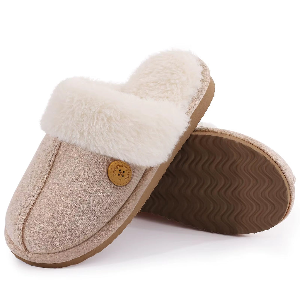 Women Fur Plush Slippers Indoor Warm Plush Home Cotton Shoes Winter Outdoor Plush Closed Rubber Home Shoes for Women
