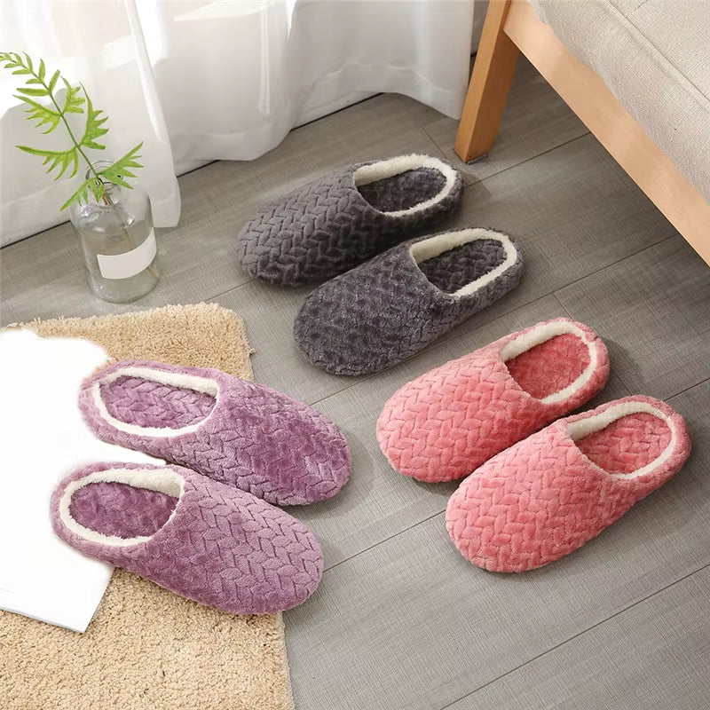 Women Indoor Slippers Warm Plush Home Slipper Autumn Winter Shoes Woman House Flat Floor Soft Slient 2023