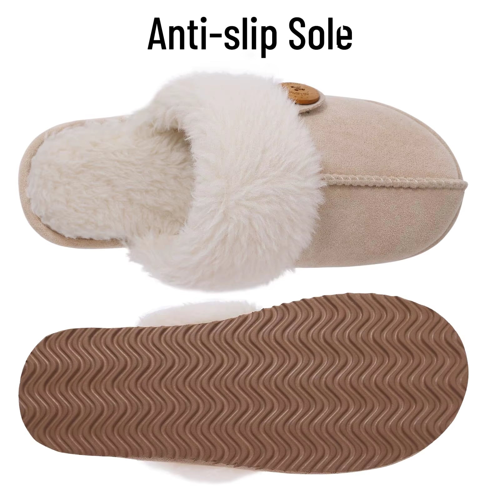 Women Fur Plush Slippers Indoor Warm Plush Home Cotton Shoes Winter Outdoor Plush Closed Rubber Home Shoes for Women