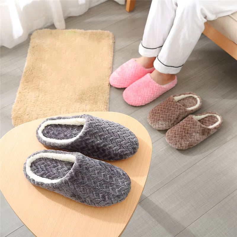 Women Indoor Slippers Warm Plush Home Slipper Autumn Winter Shoes Woman House Flat Floor Soft Slient 2023